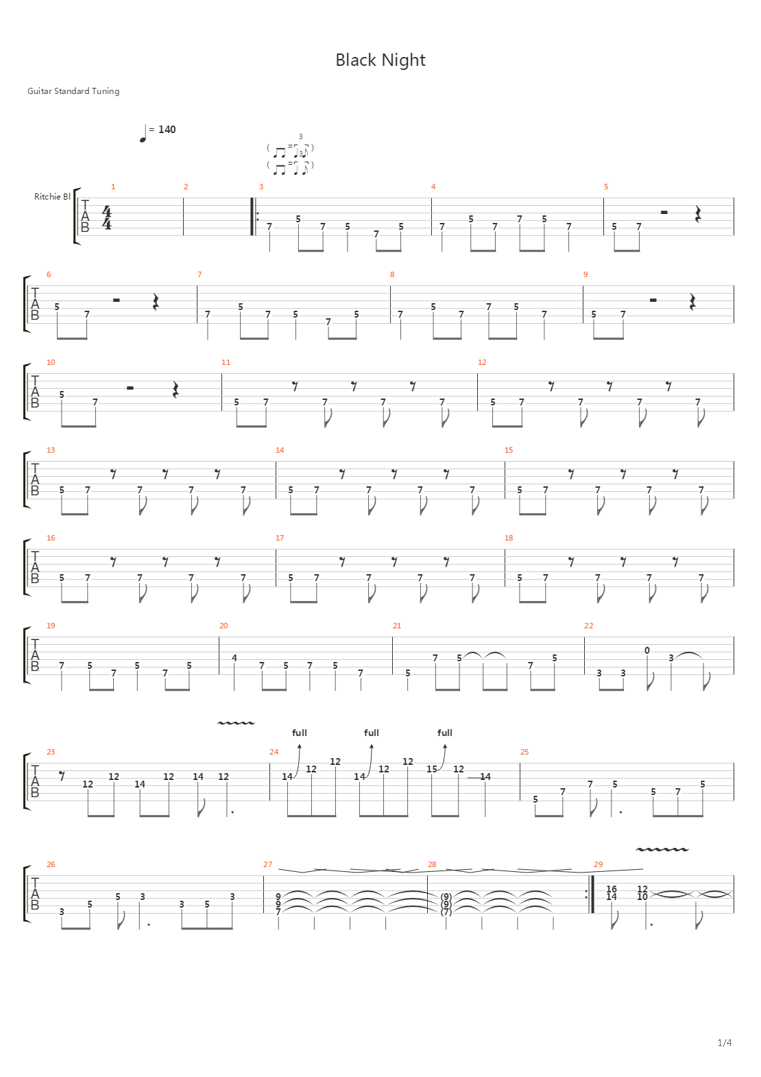 Black Night吉他谱