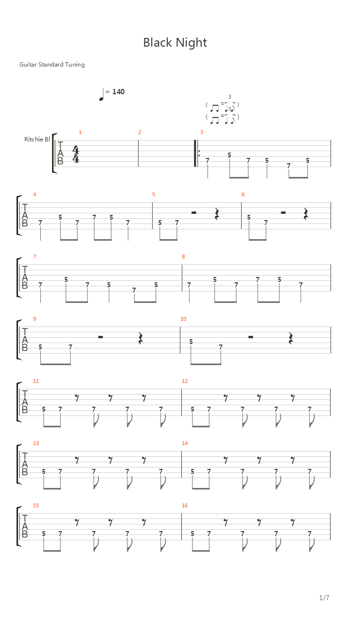 Black Night吉他谱