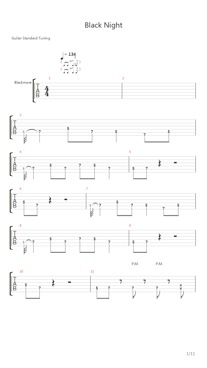 Black Night吉他谱