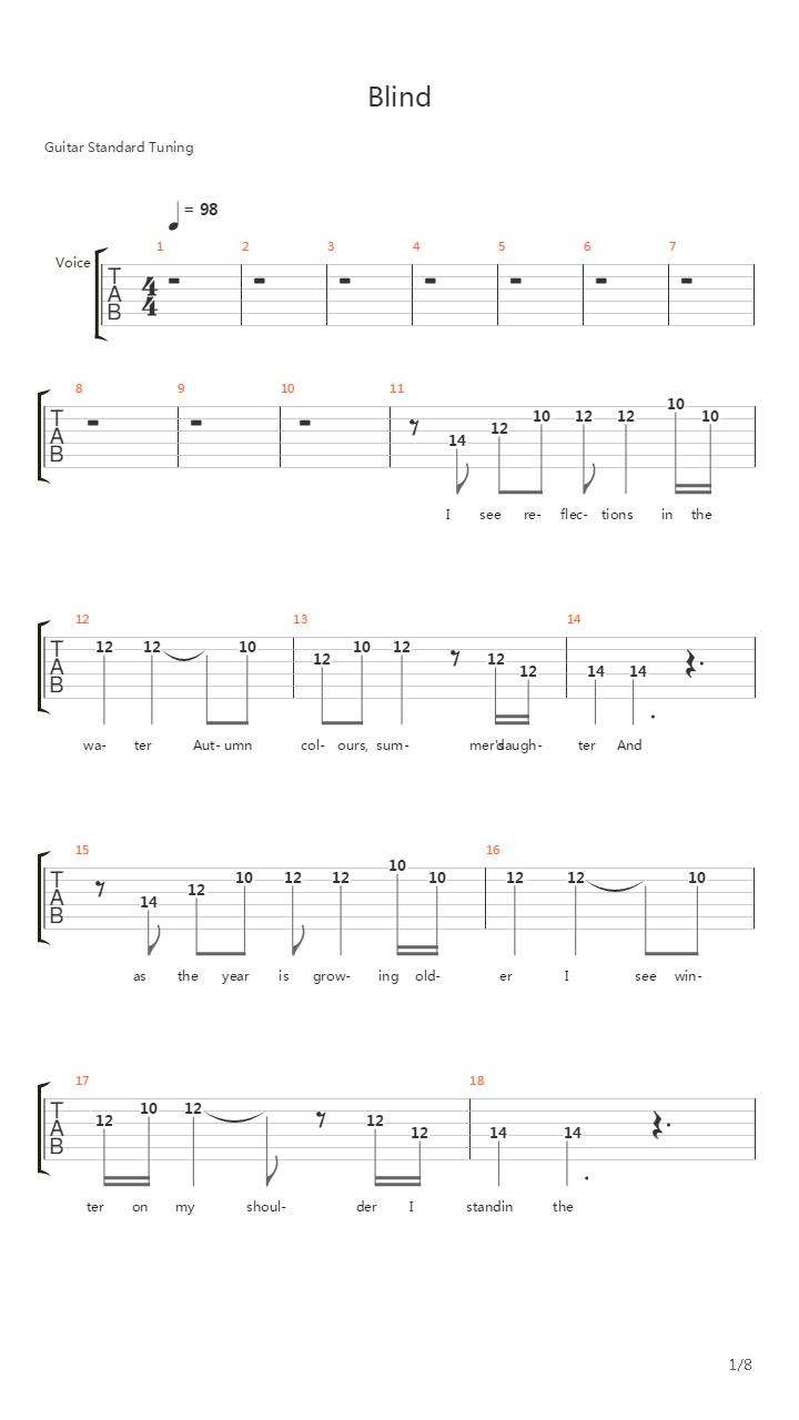 Blind吉他谱