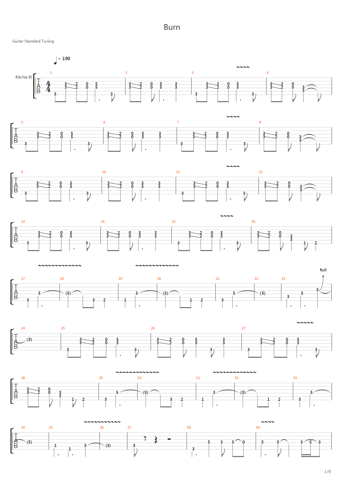 Burn吉他谱