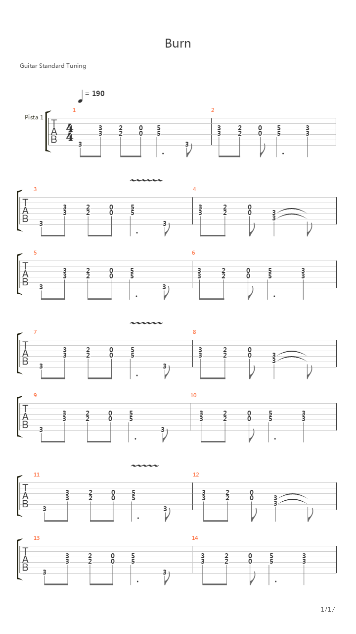 Burn吉他谱