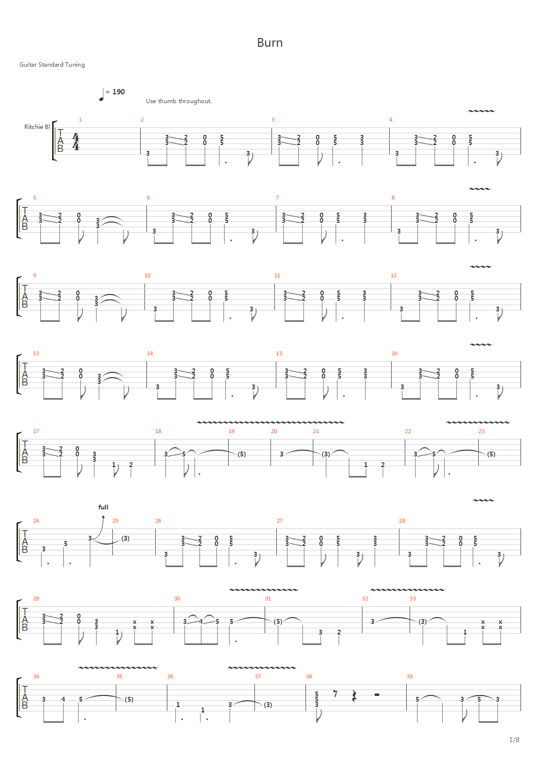 Burn吉他谱