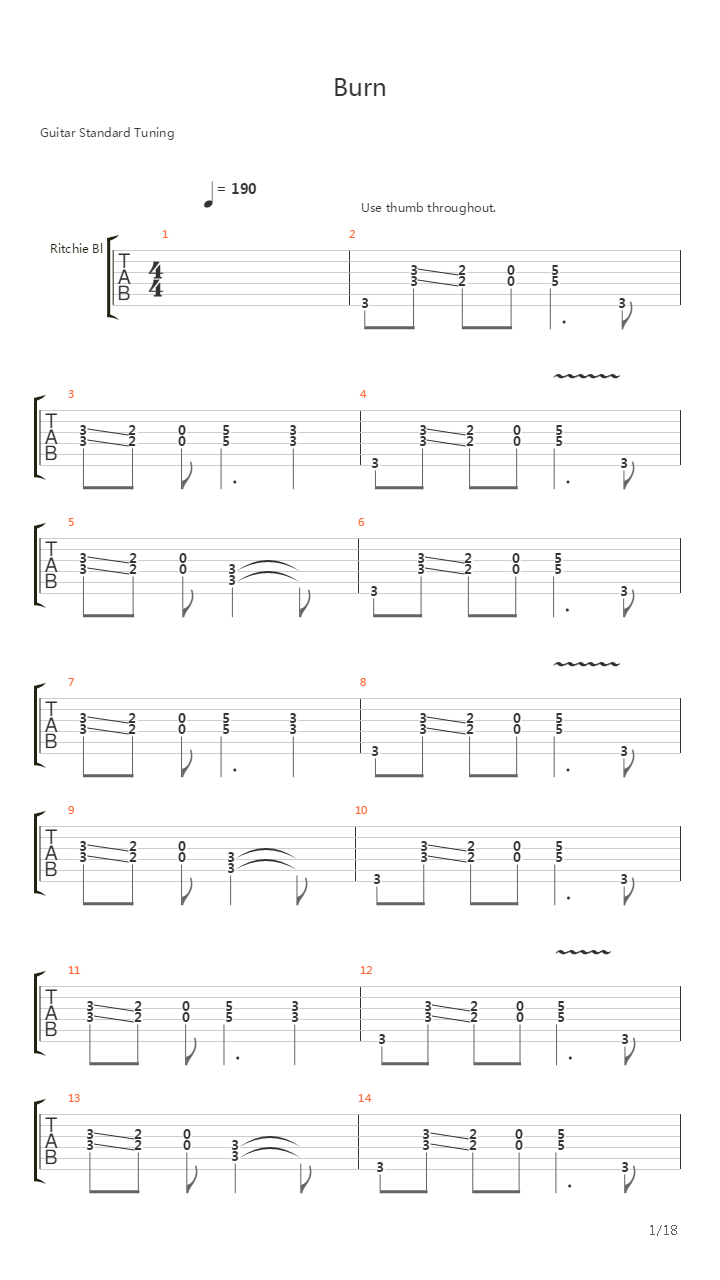 Burn吉他谱