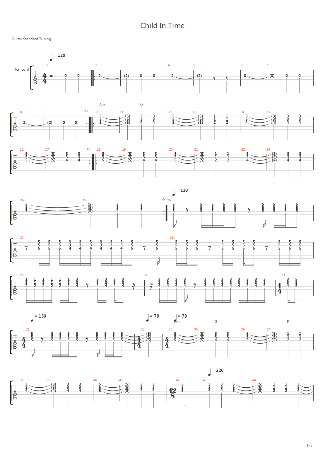 Child In Time吉他谱