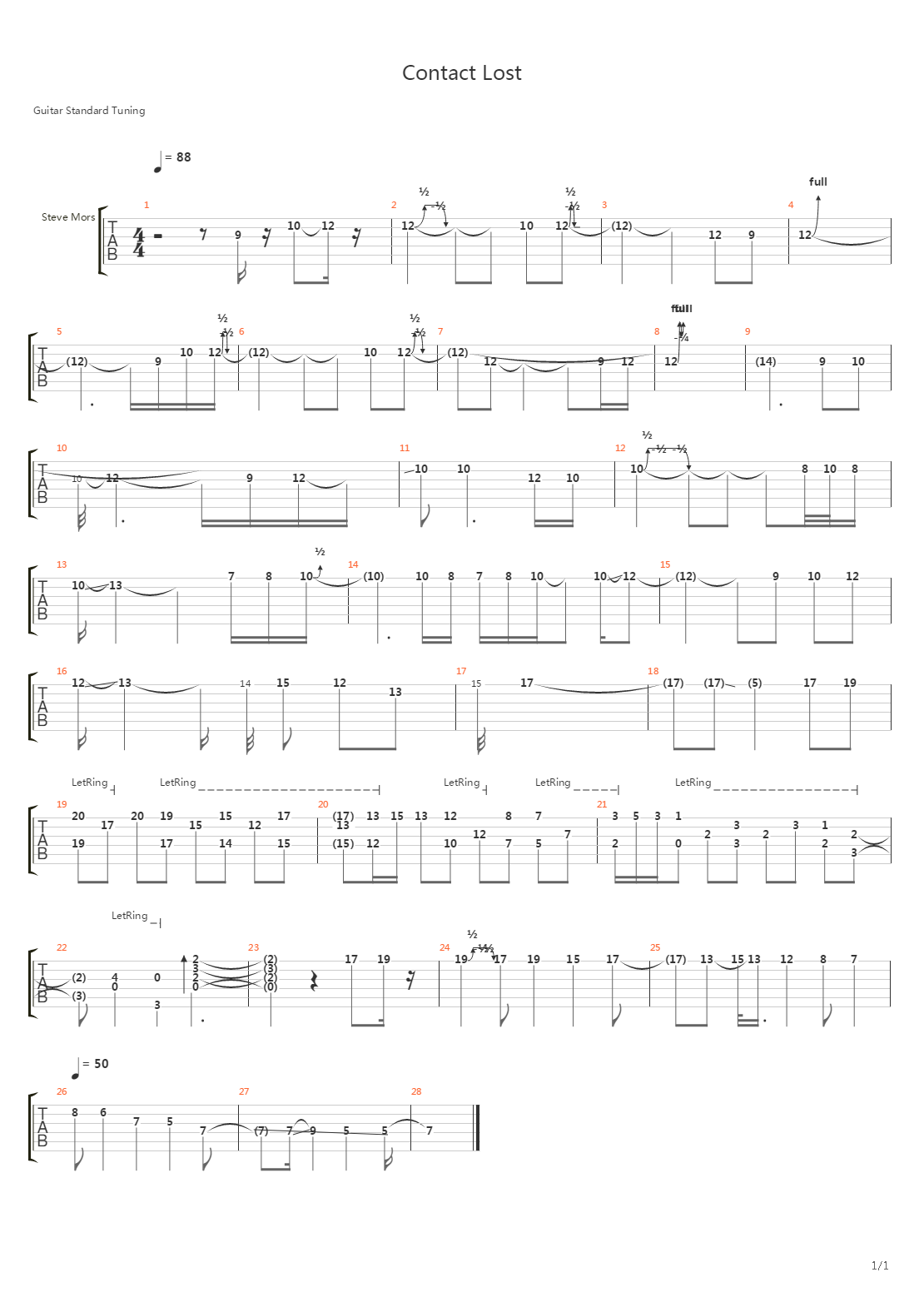 Contact Lost吉他谱