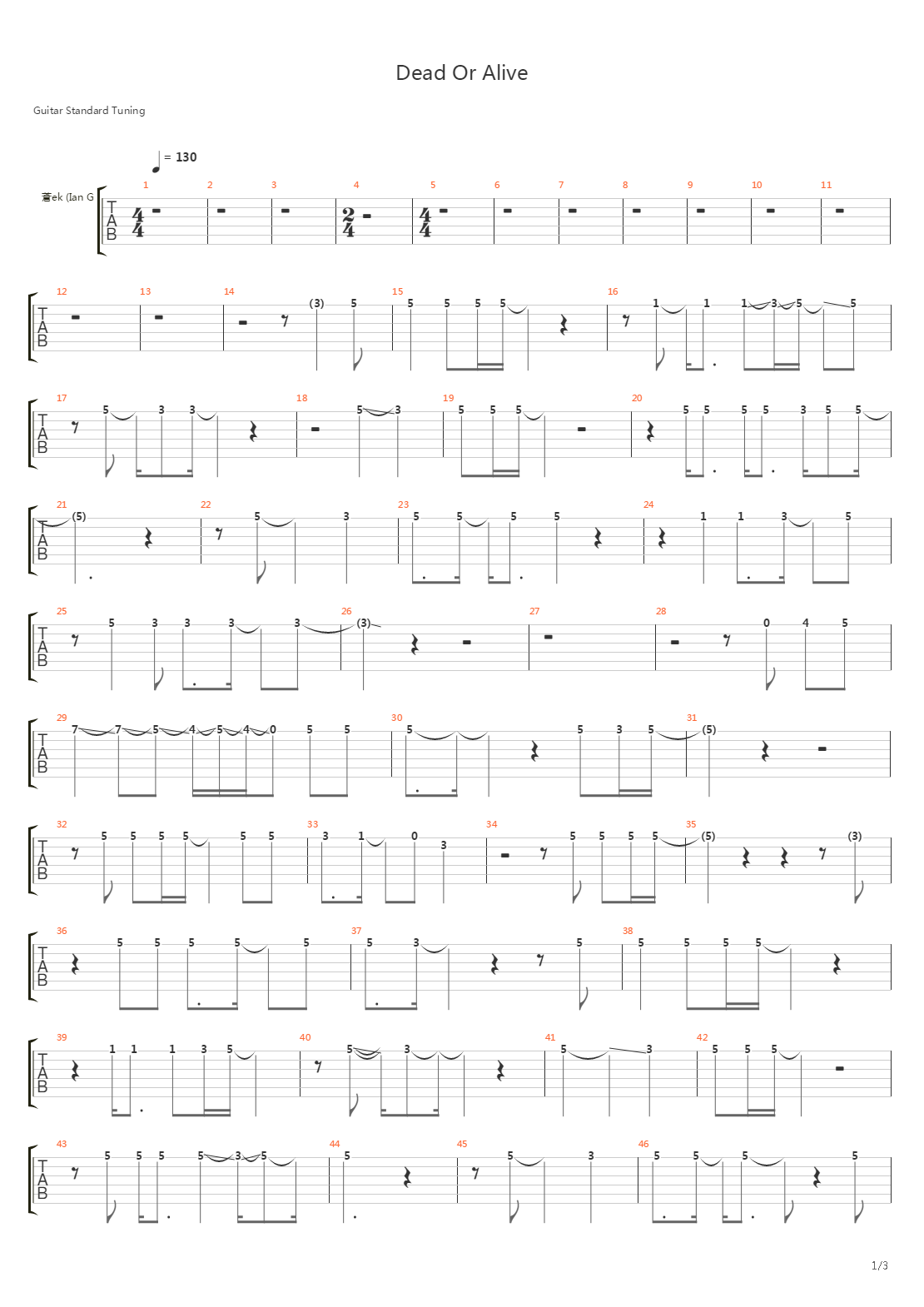 Dead Or Alive吉他谱