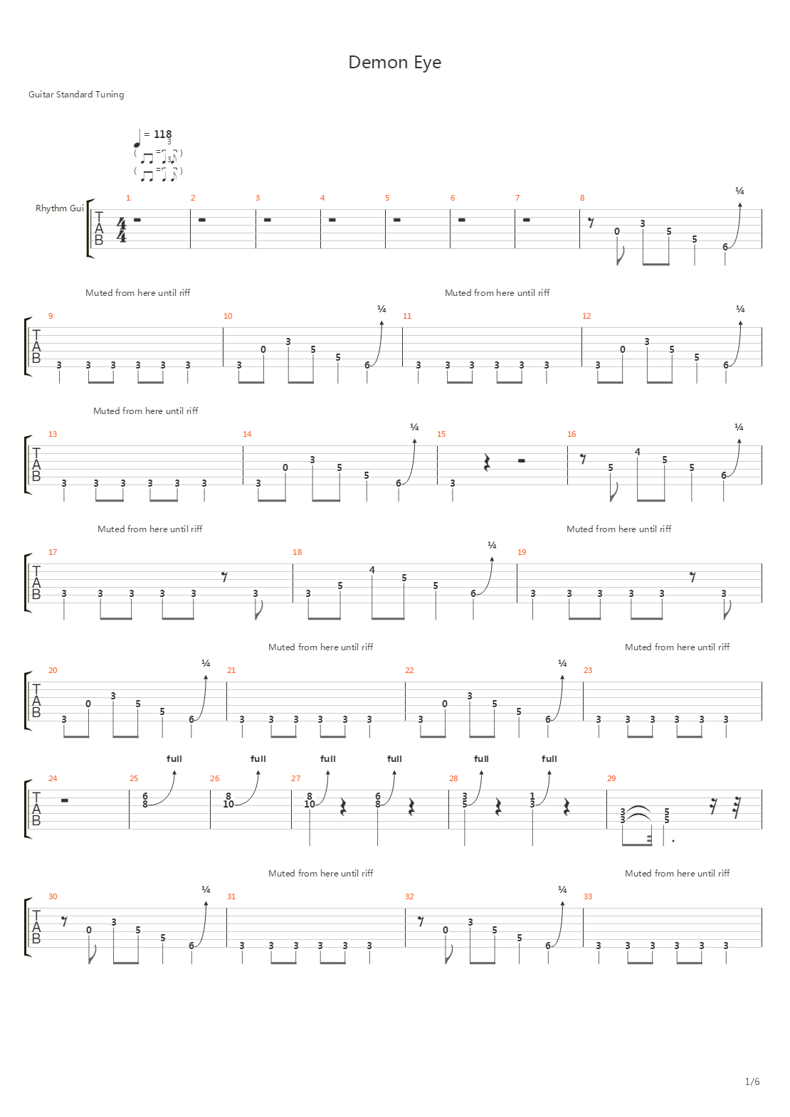 Demon Eye吉他谱