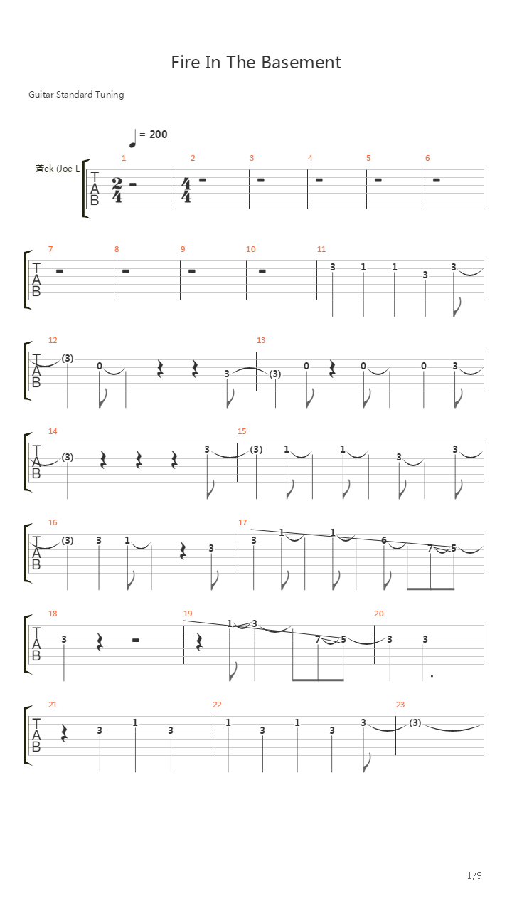 Fire In The Basement吉他谱