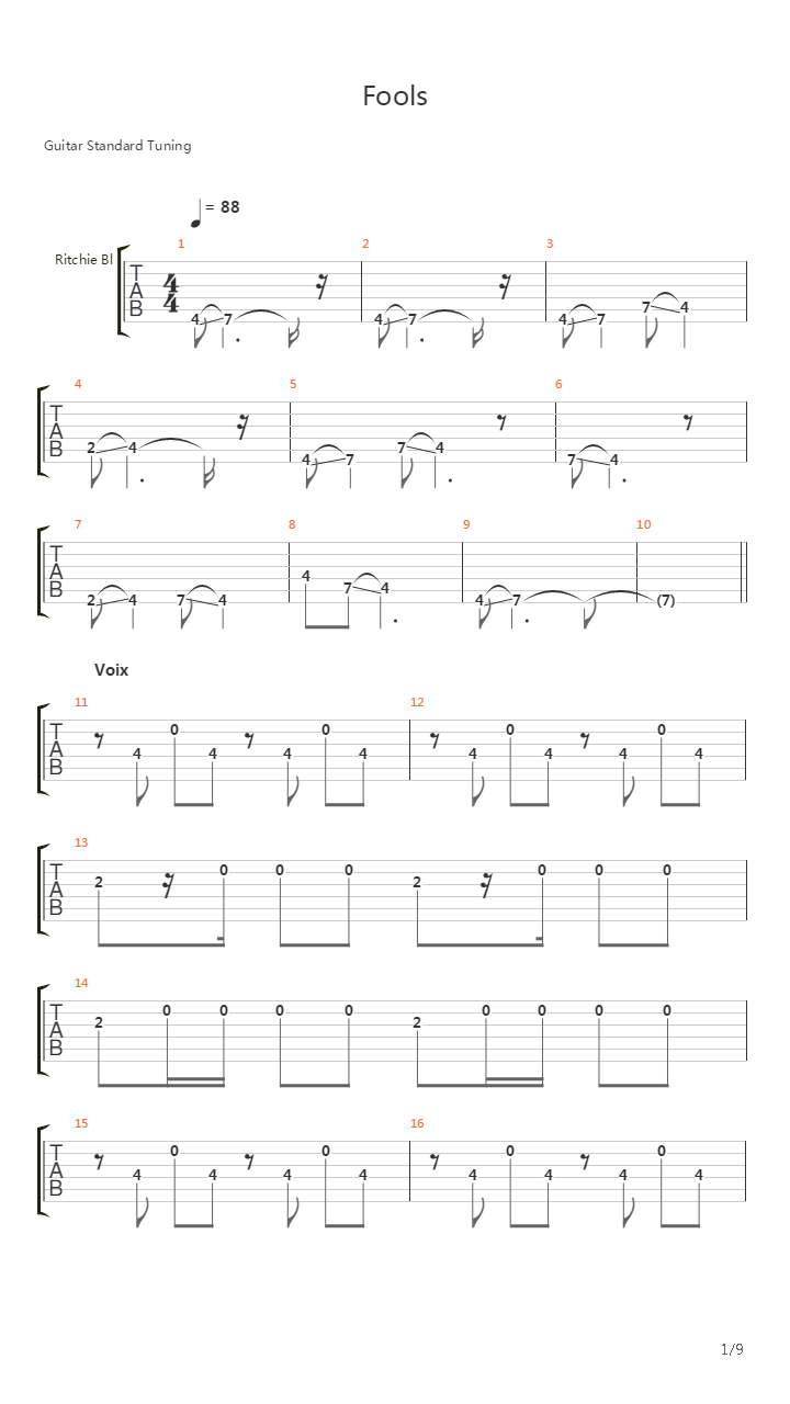 Fools吉他谱