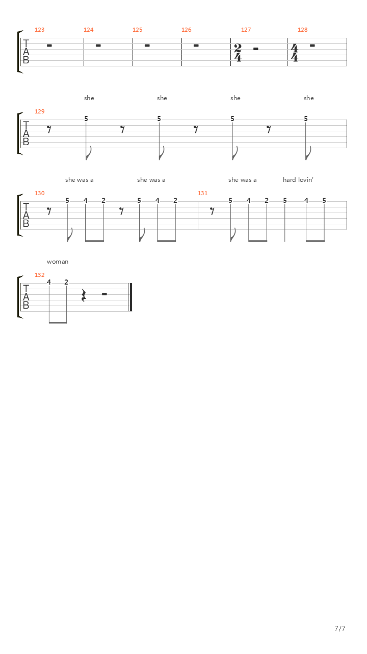 Hard Lovin Woman吉他谱