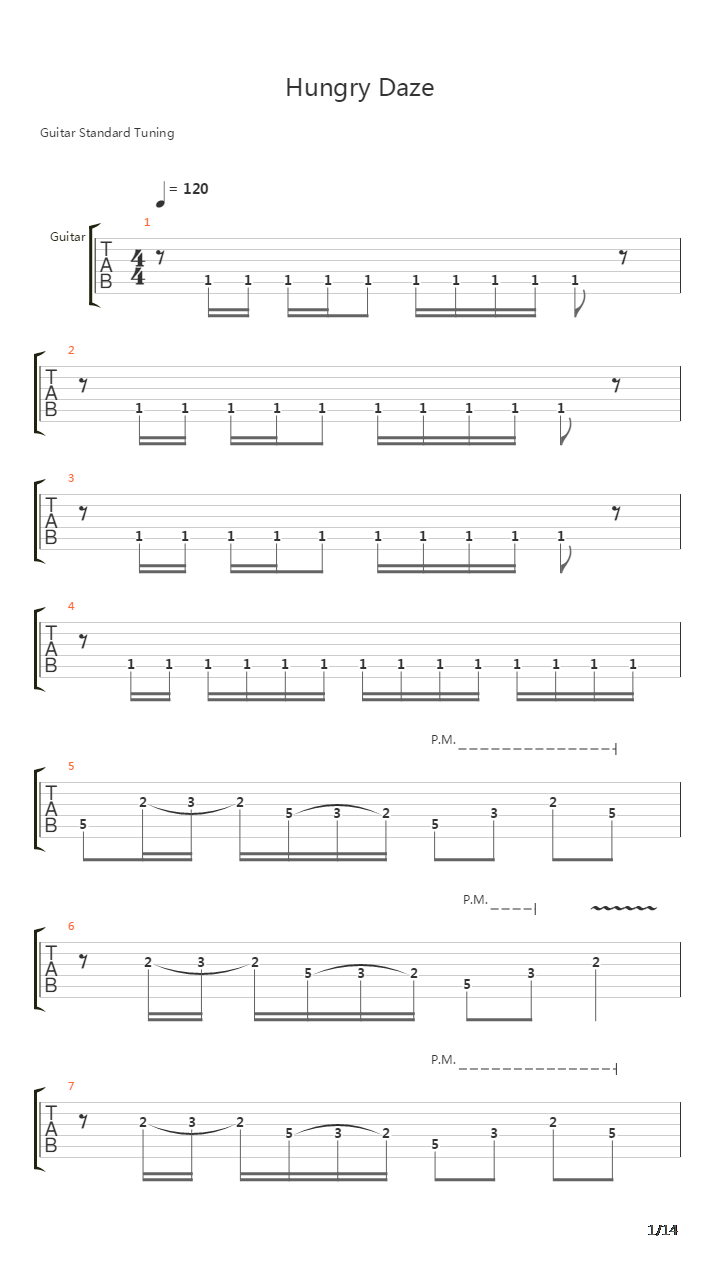 Hungry Daze吉他谱