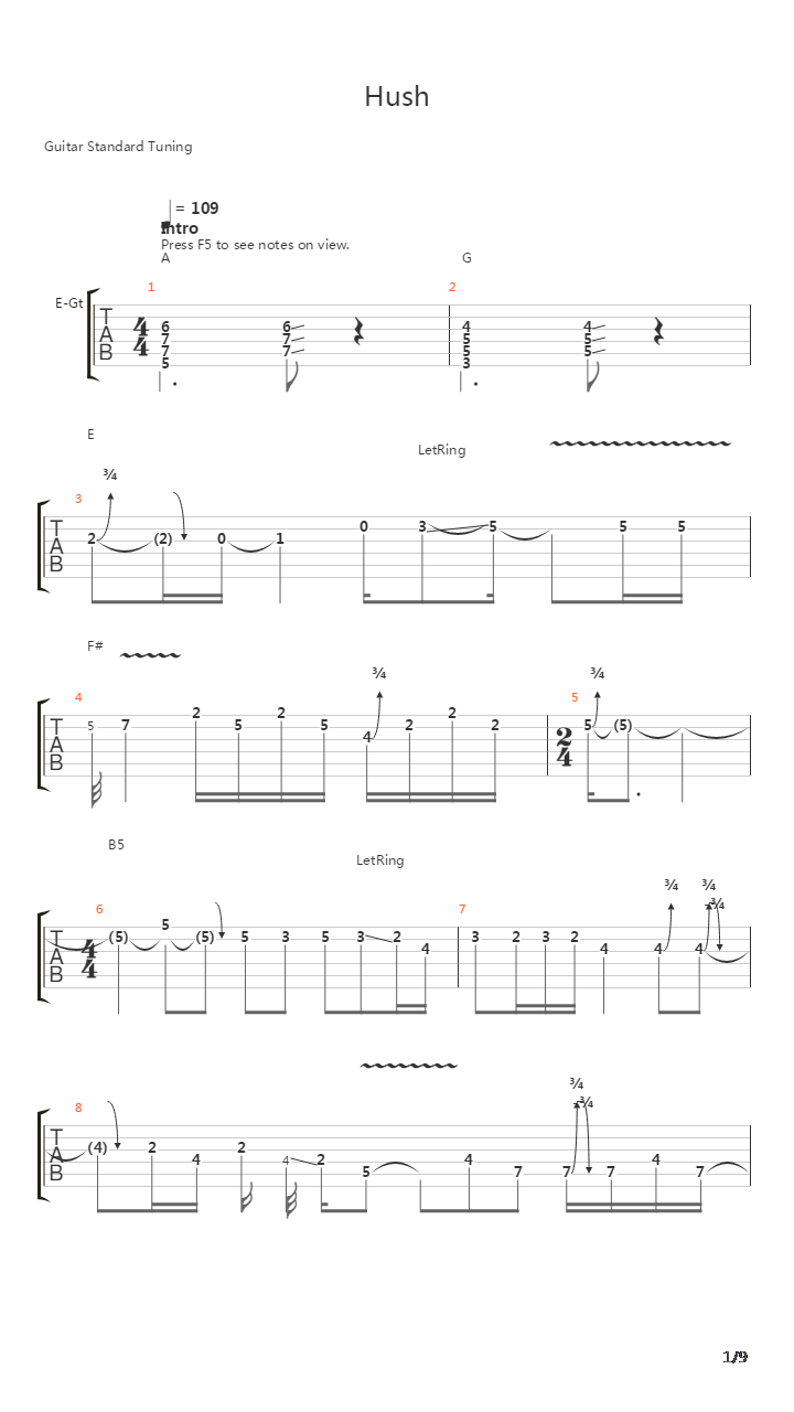 Hush吉他谱