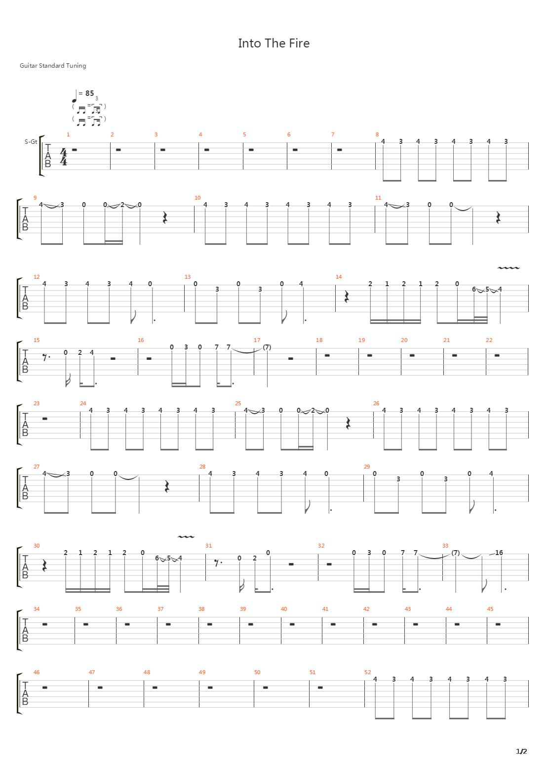 Into The Fire吉他谱