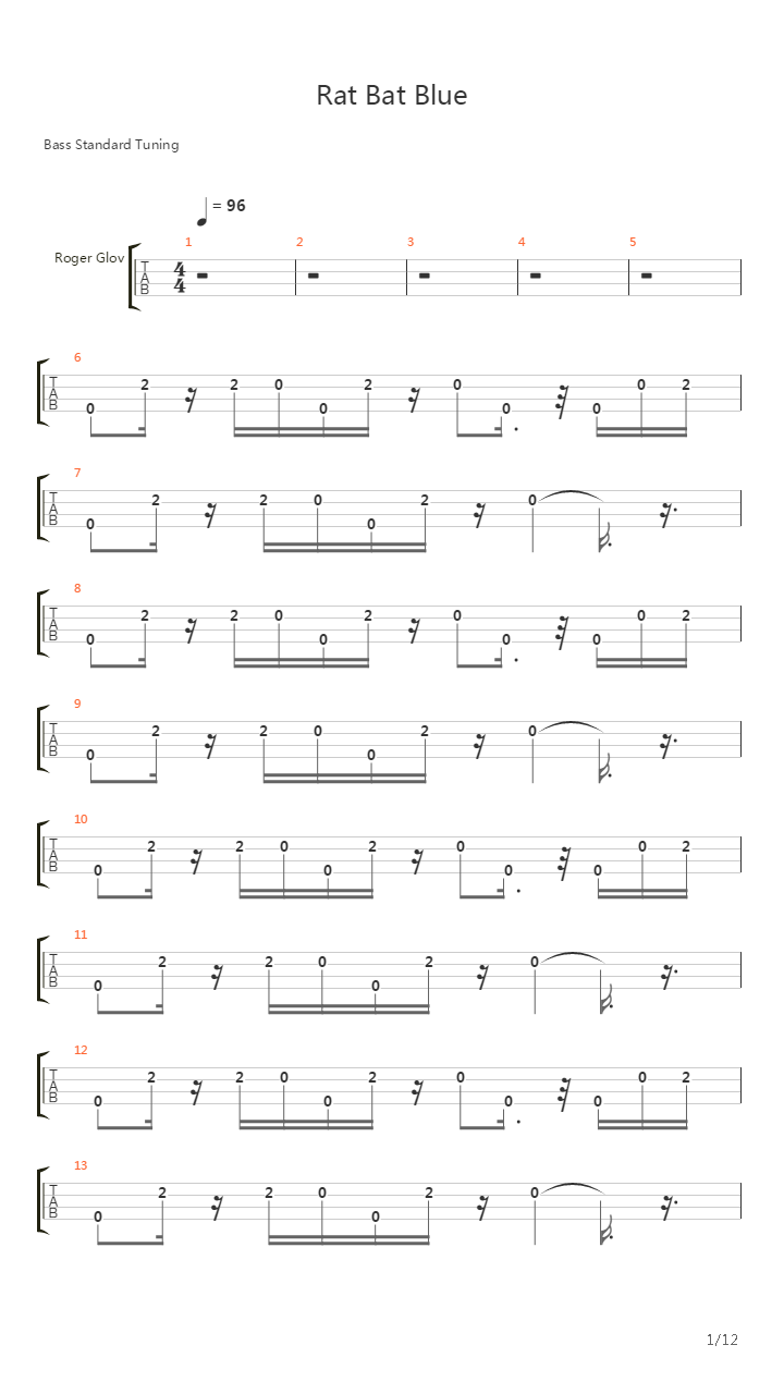 Rat Bat Blue吉他谱
