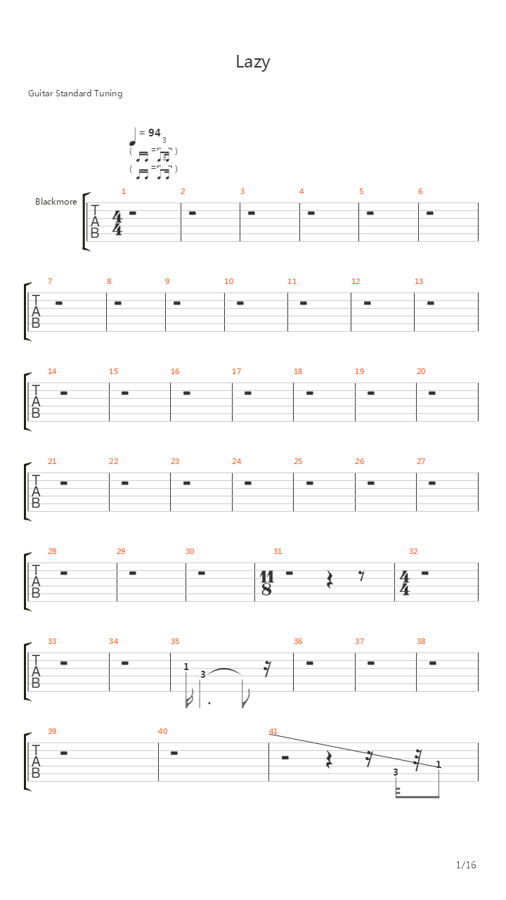 Lazy吉他谱