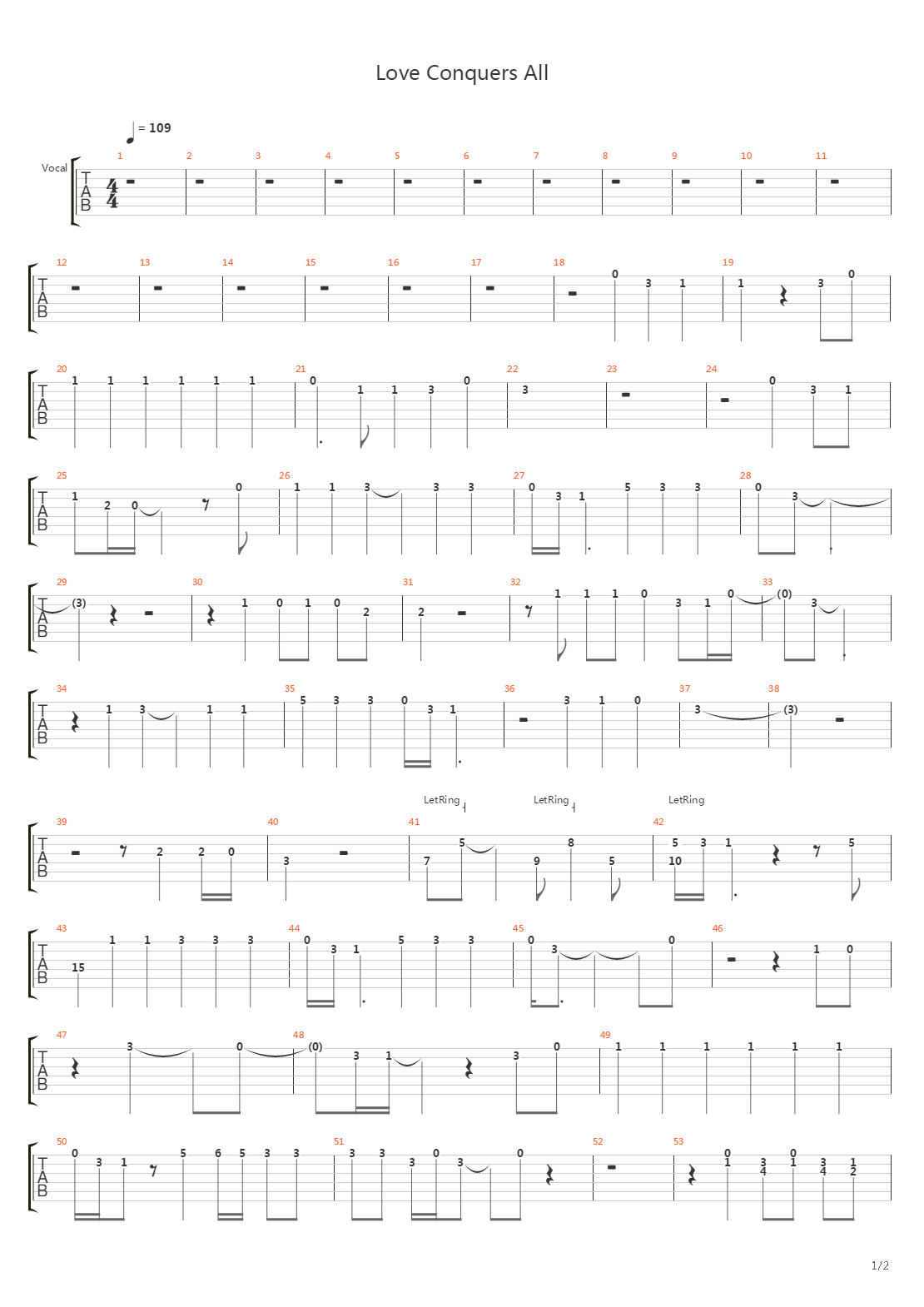 Love Conquers All吉他谱
