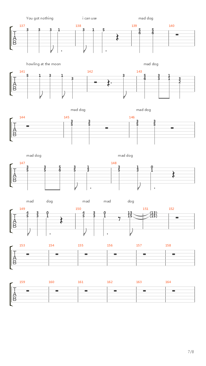 Mad Dog吉他谱