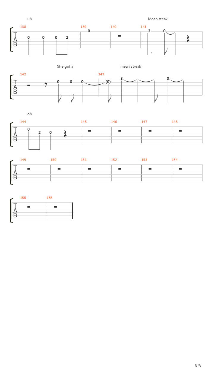 Mean Streak吉他谱