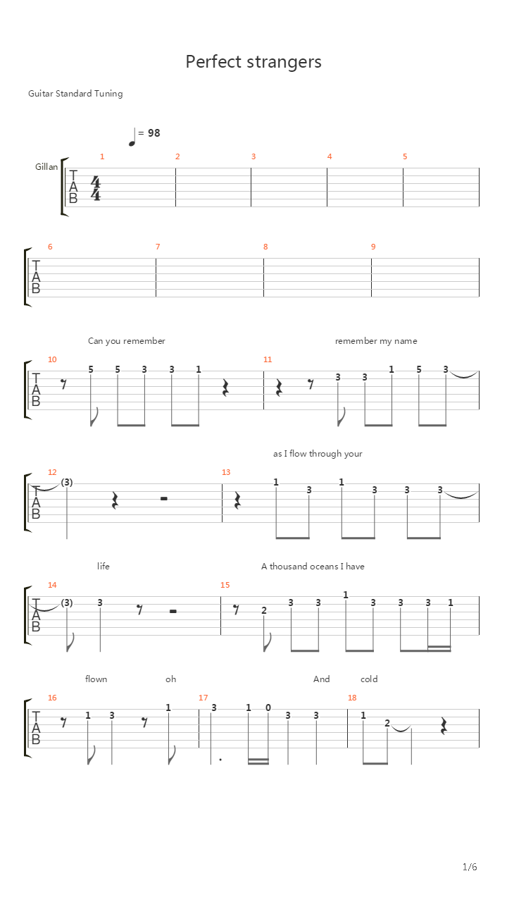 Perfect Strangers吉他谱