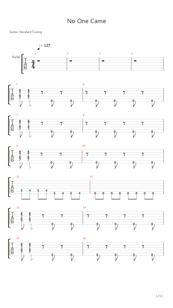 No One Came吉他谱