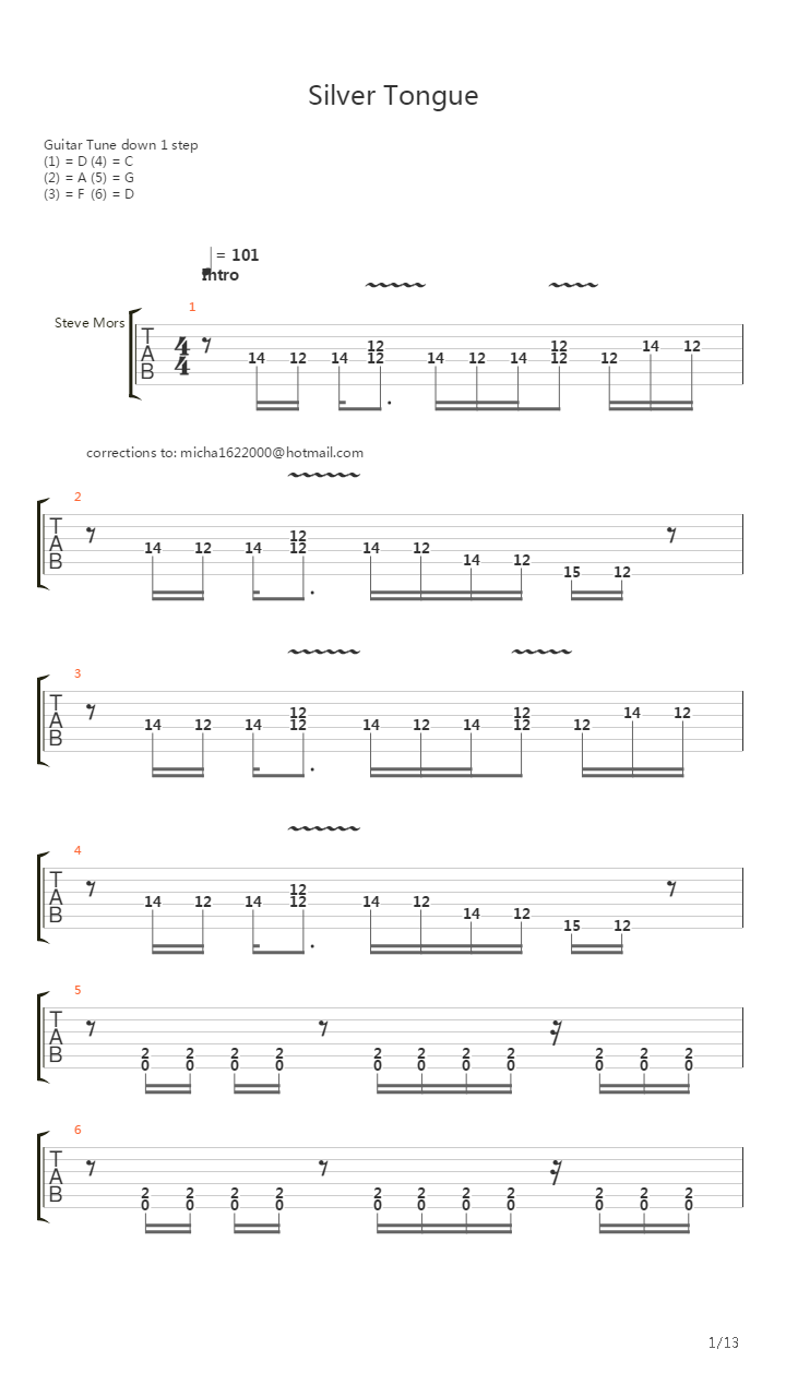 Silver Tongue吉他谱