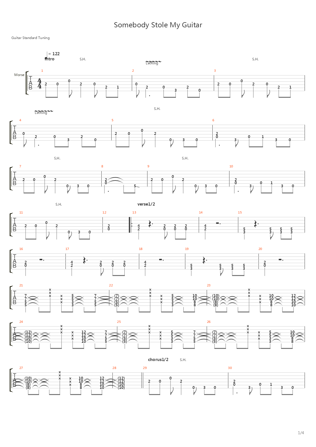 Somebody Stole My Guitar吉他谱
