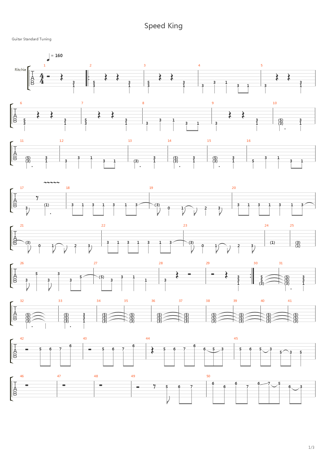 Speed King吉他谱