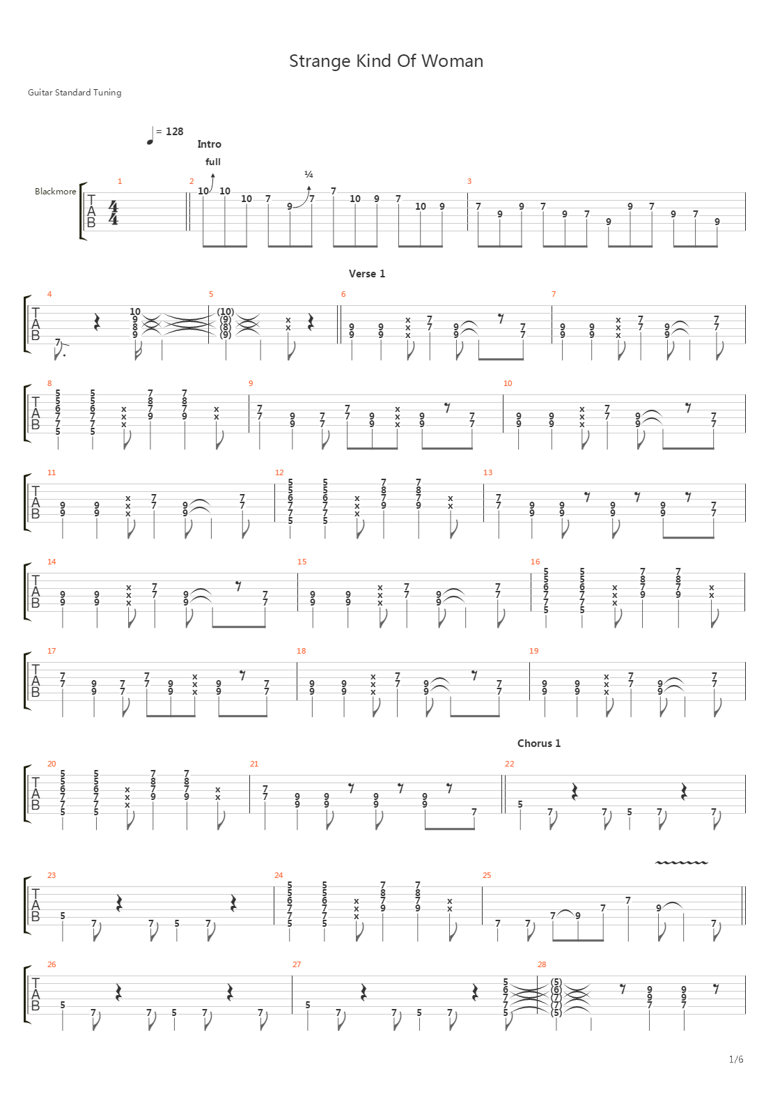 Strange Kind Of Woman吉他谱