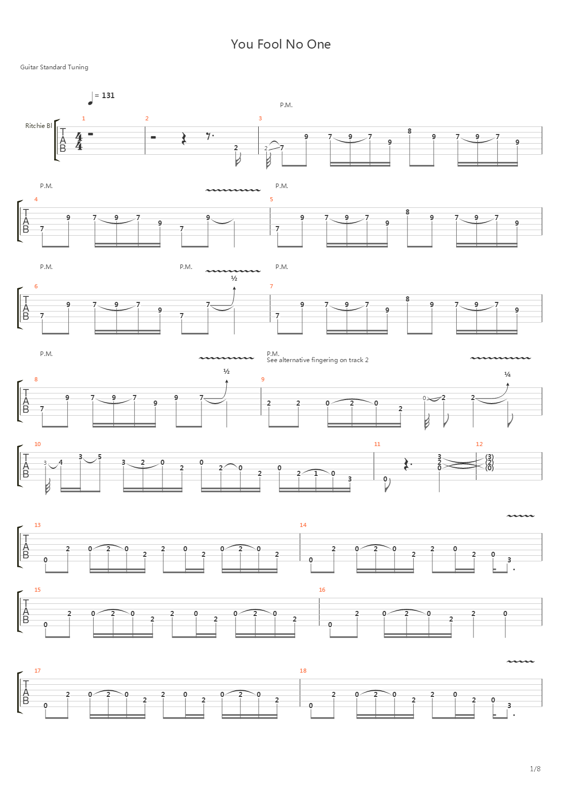 You Fool No One吉他谱