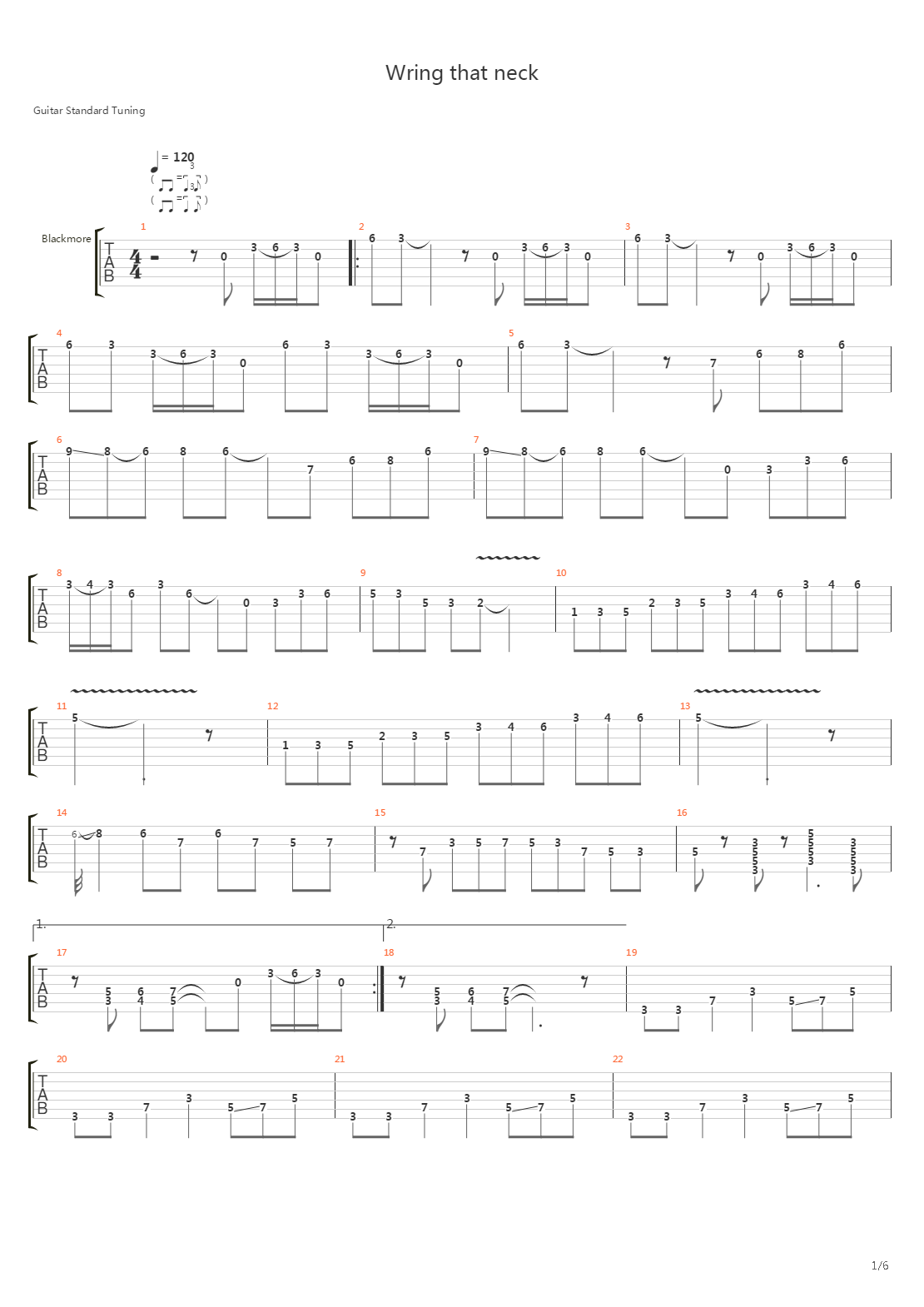 Wring That Neck吉他谱