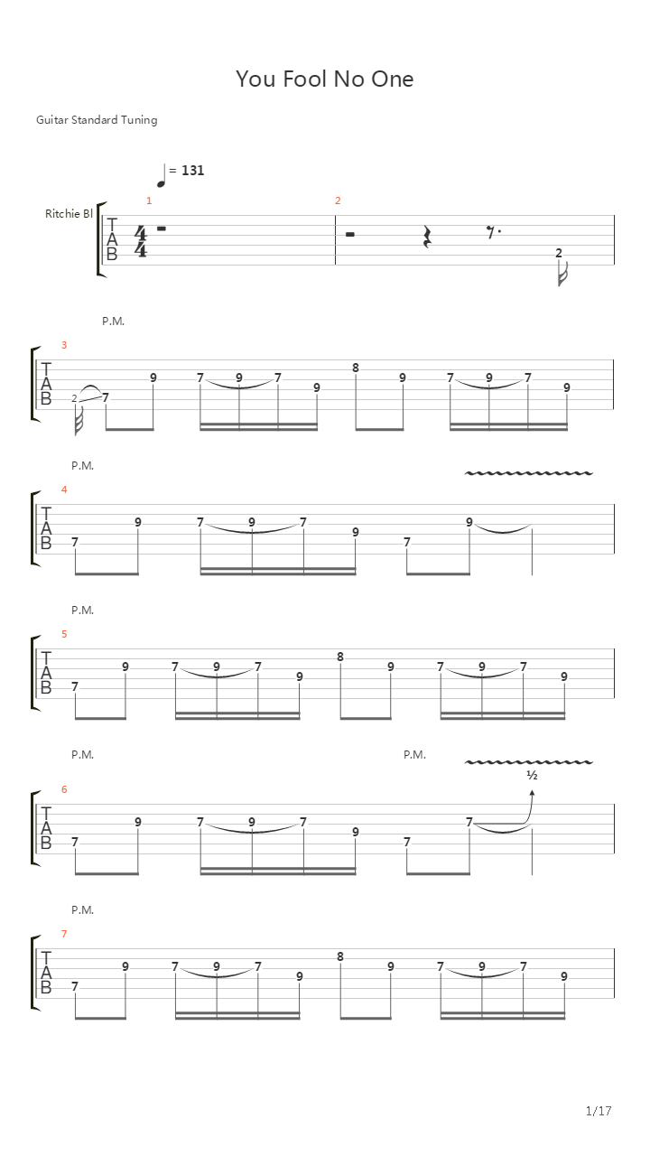 You Fool No One吉他谱