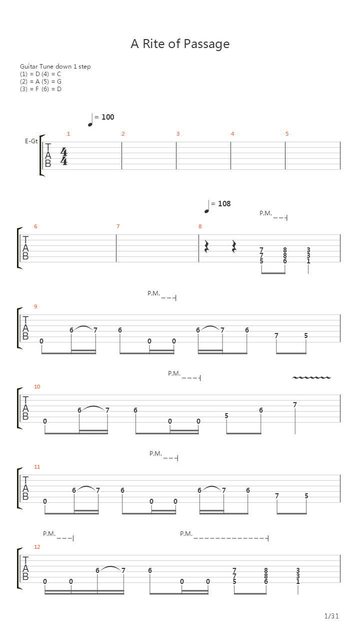 A Rite Of Passage吉他谱