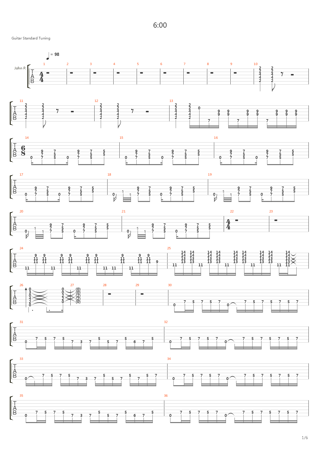 6 00吉他谱