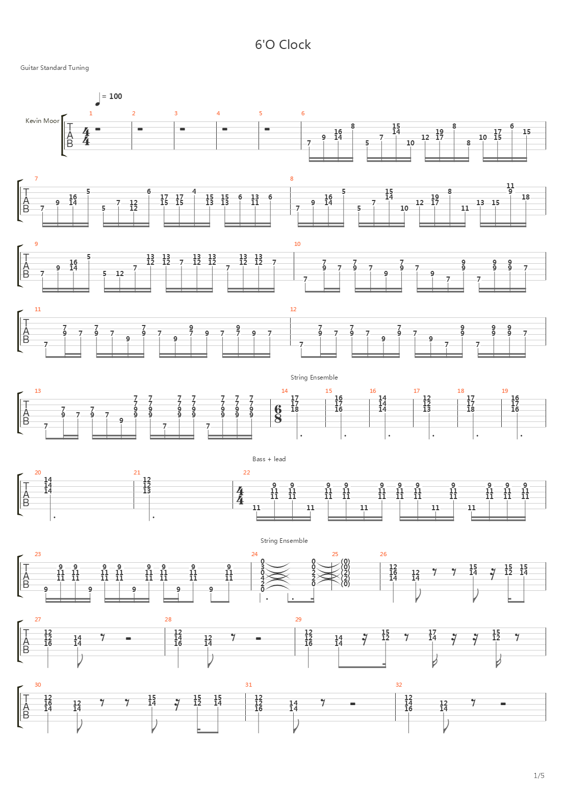 6 00吉他谱