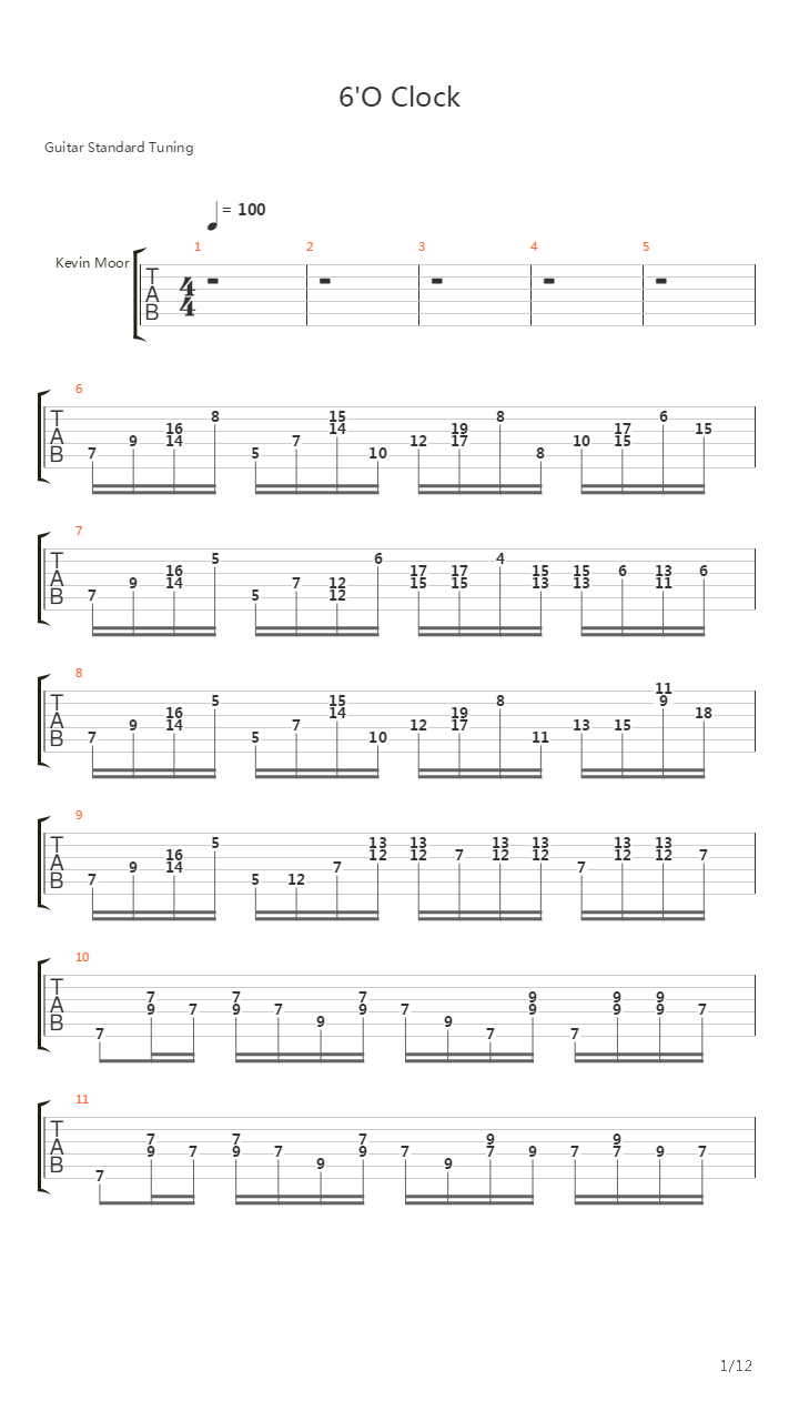 6 00吉他谱