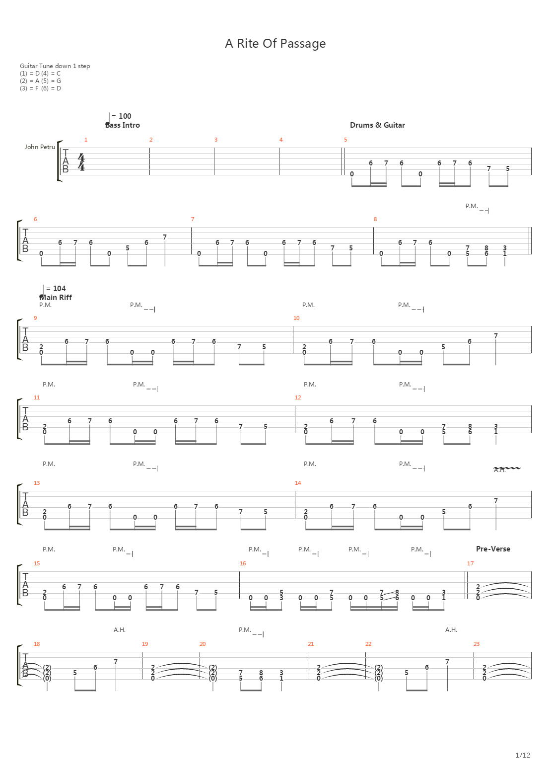 A Rite Of Passage吉他谱