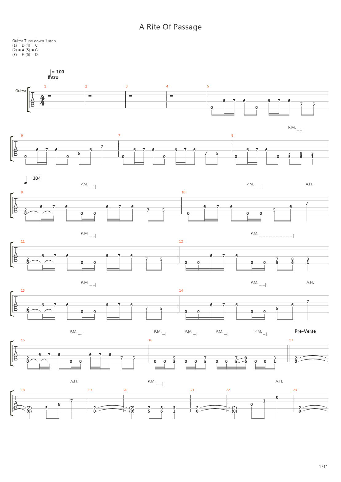 A Rite Of Passage吉他谱