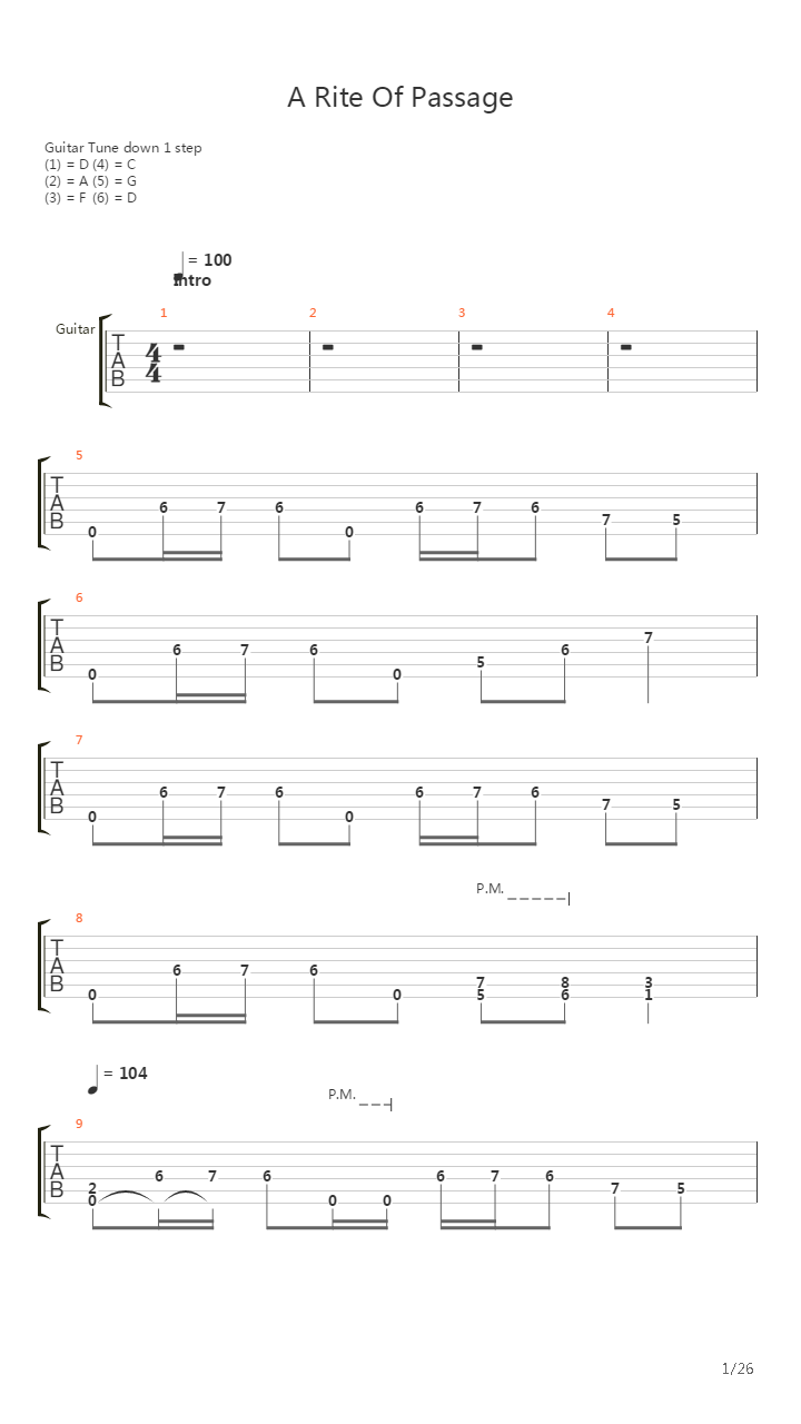 A Rite Of Passage吉他谱