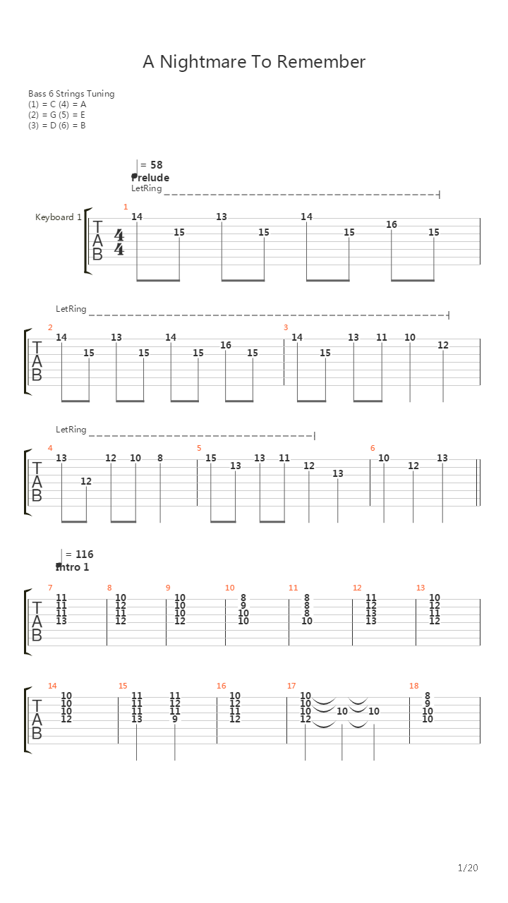 A Nightmare To Remember吉他谱