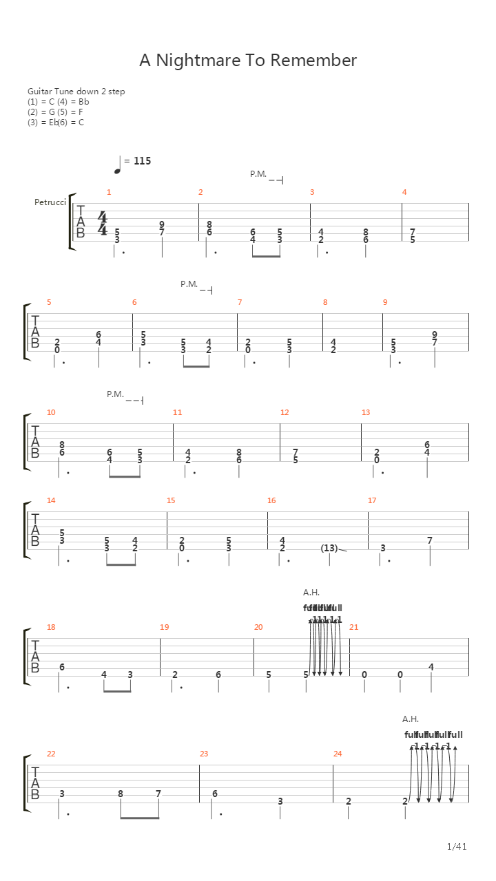 A Nightmare To Remember吉他谱