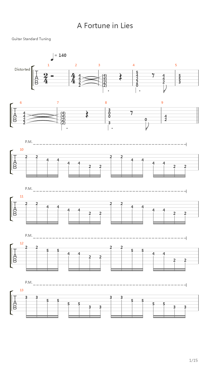 A Fortune In Lies吉他谱