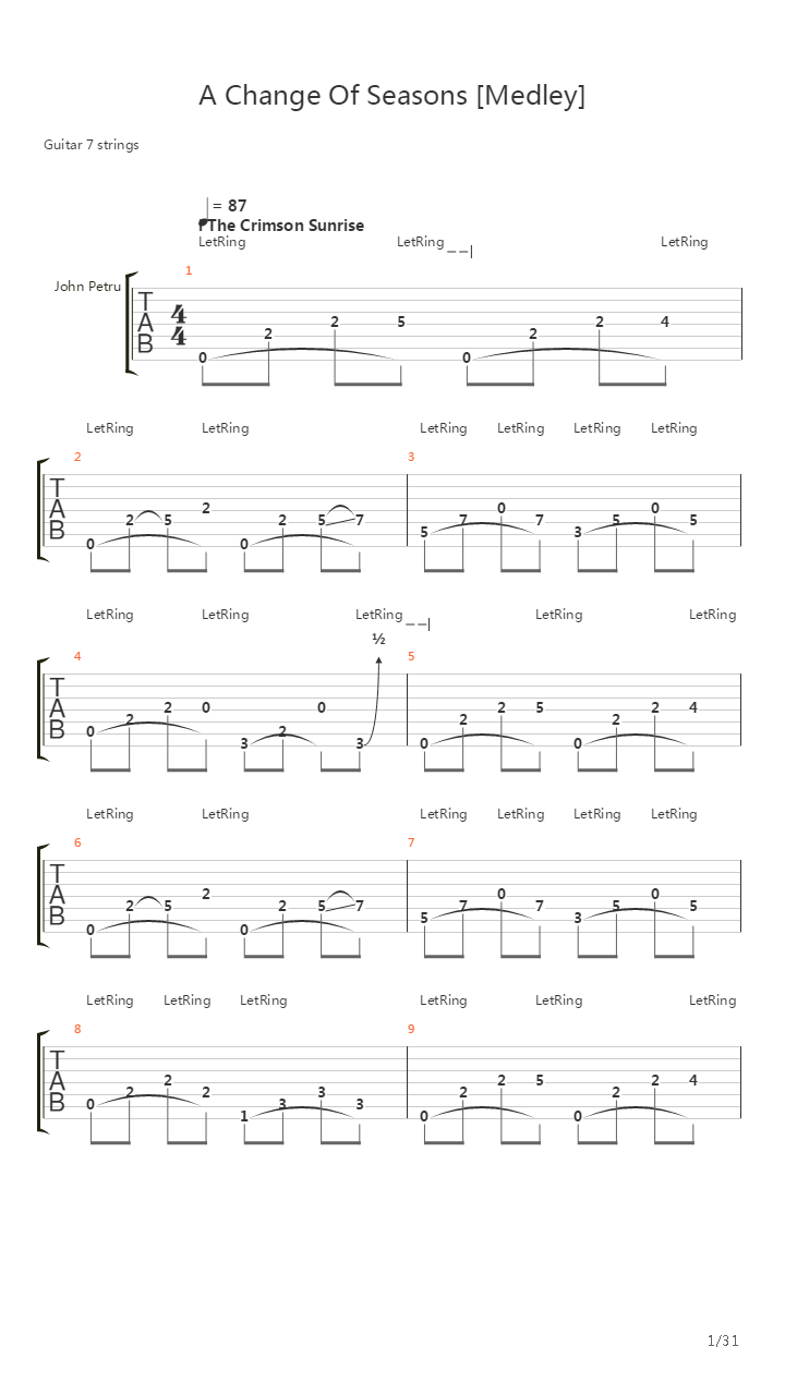 A Change Of Seasons吉他谱