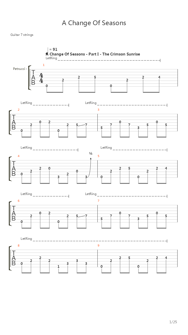 A Change Of Seasons吉他谱