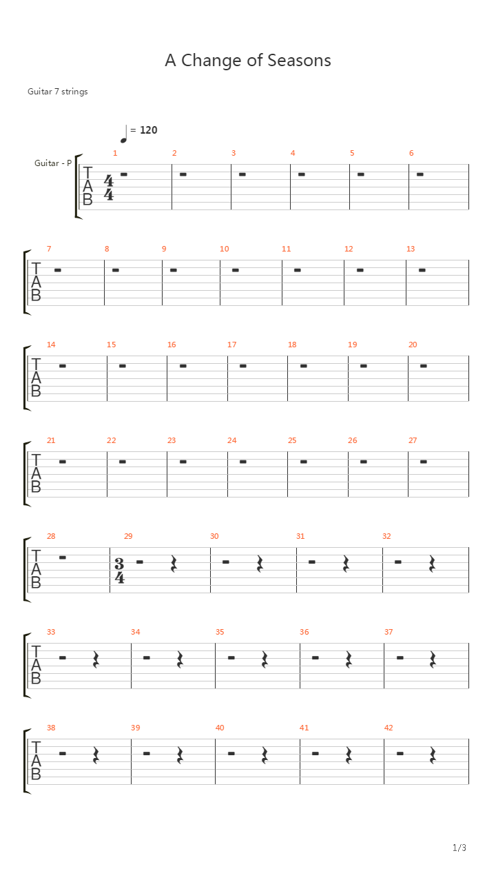 A Change Of Seasons Vii The Crimson Sunset吉他谱