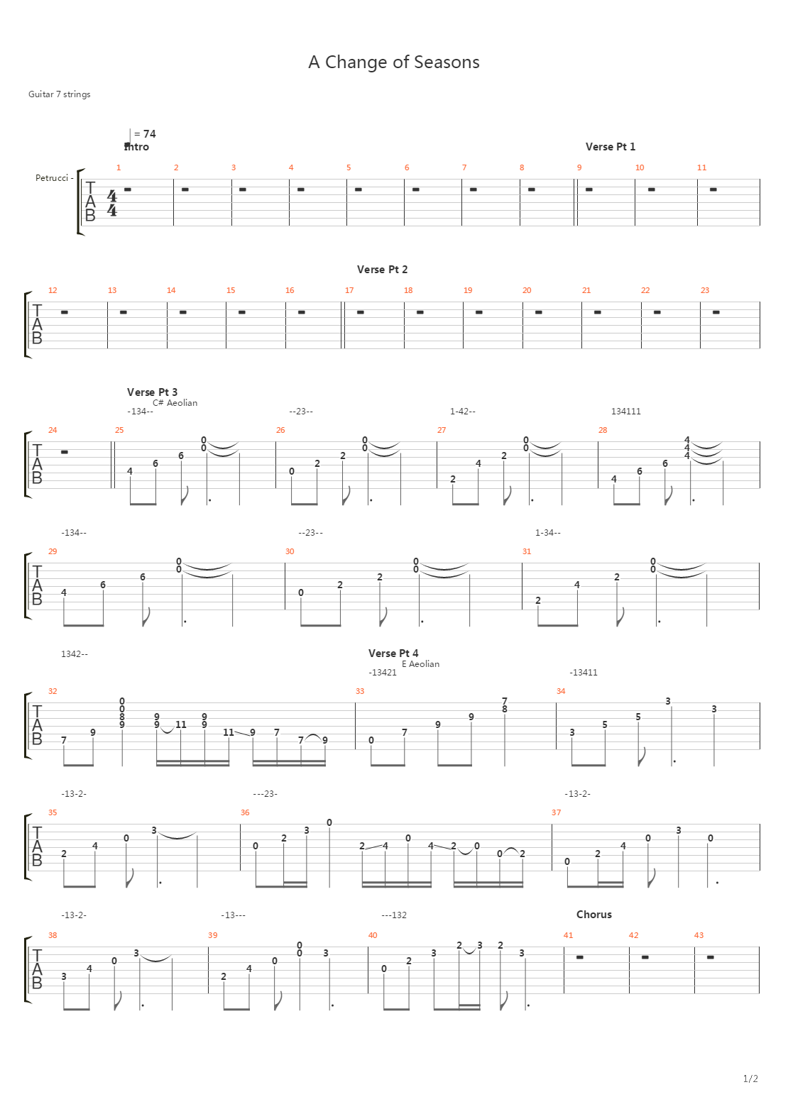 A Change Of Seasons V Another World吉他谱