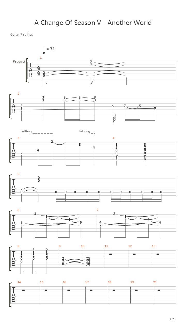 A Change Of Seasons V Another World吉他谱