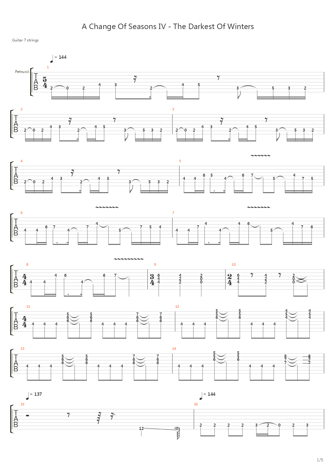 A Change Of Seasons Iv The Darkest Of Winters吉他谱