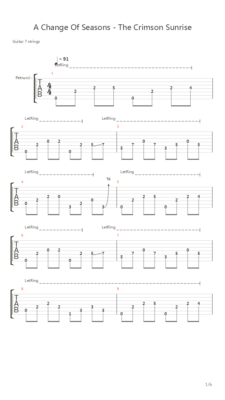 A Change Of Seasons I The Crimson Sunrise吉他谱