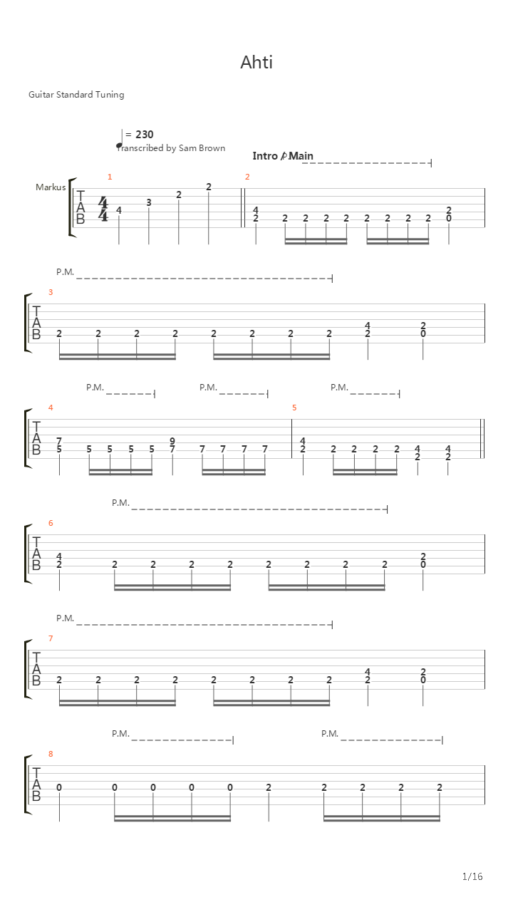 Ahti吉他谱